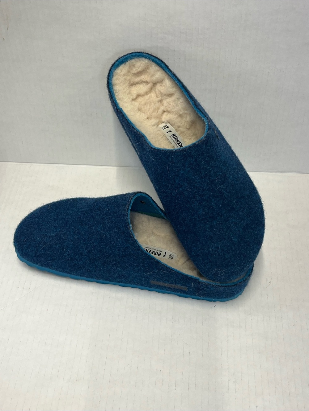 Birkenstock Teal Blue Wool Felt Slip-On Women's Slippers